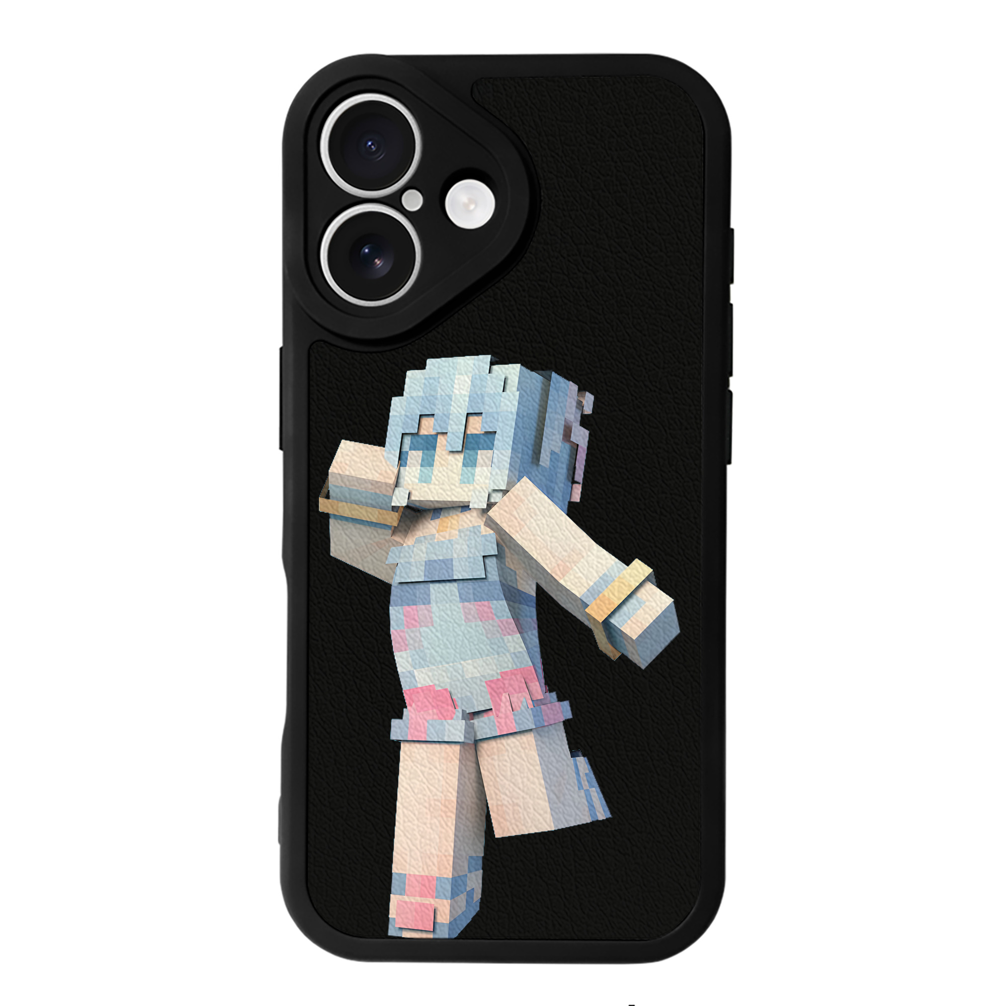 （画像用） マインクラフト ブロックの世界 Minecraft MC Block world 【iPhone 16シリーズ対応】シリコンスマホケース（レザー調） 材質：シリコン